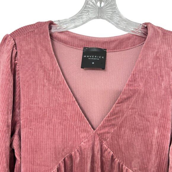 Maverick The Collection Corduroy  Long SleeveTiered Mini Dess women's size M - Picture 3 of 6